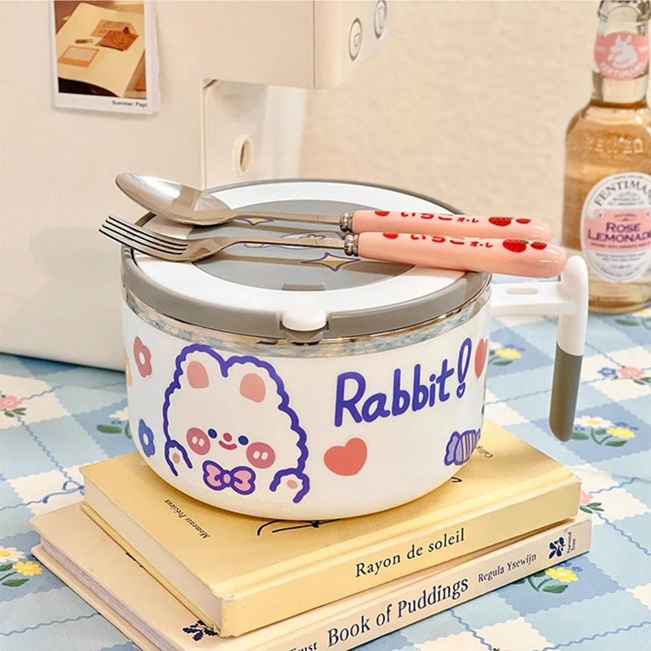 A white rabbit themed kawaii ramen bowl
