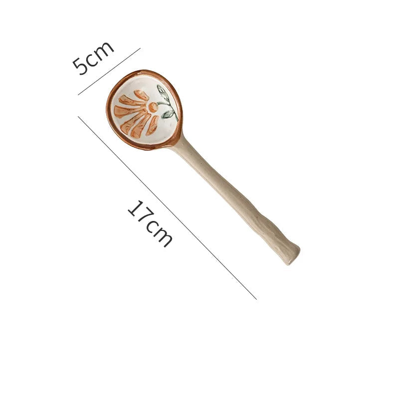 A flower designed kawaii spoon on a white background