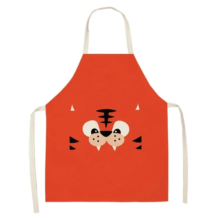 Red kawaii apron with cartoon mouse design on a white background