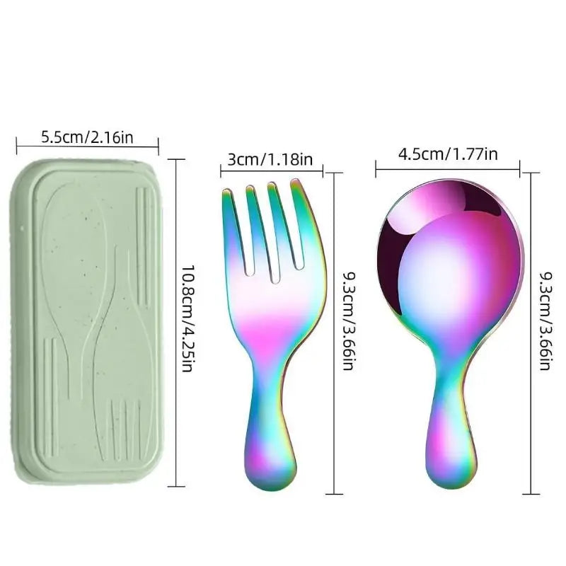 Acid colored kawaii utensils on a white background