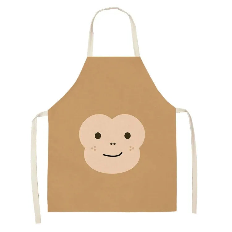 Brown kawaii apron with a monkey face design on a white background