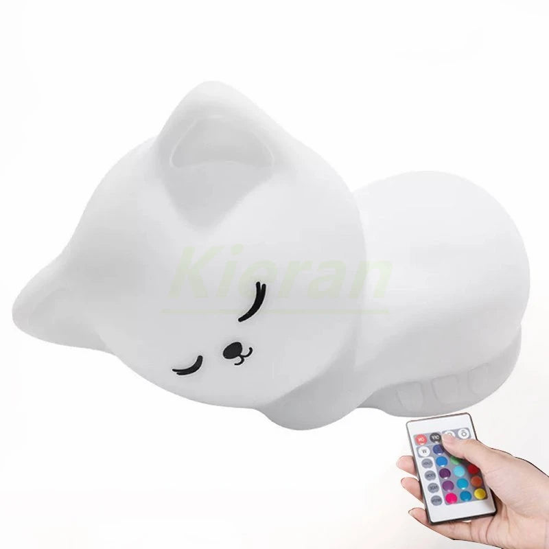 Cloud-shaped kawaii light with remote control on a white background