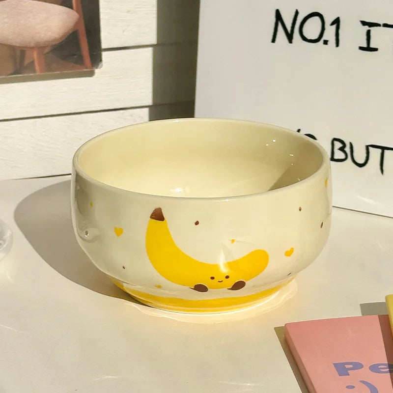 A banana design kawaii bowl on a table