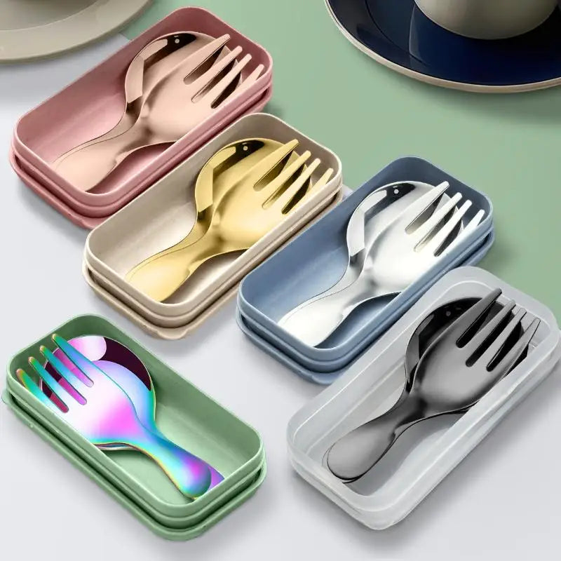 A group of steel kawaii utensils in different colors