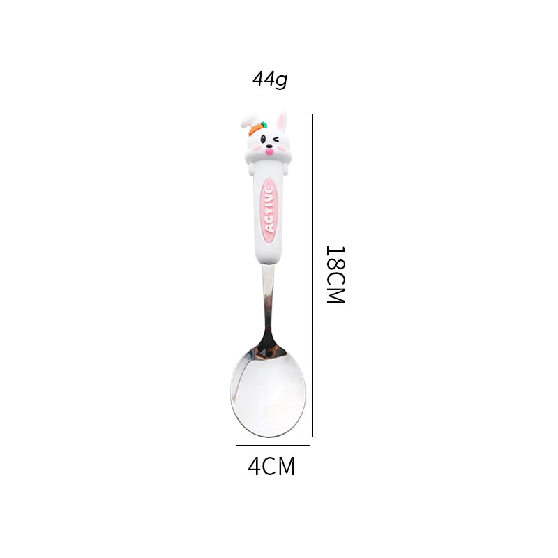 A rabbit shaped kawaii spoon against a white background