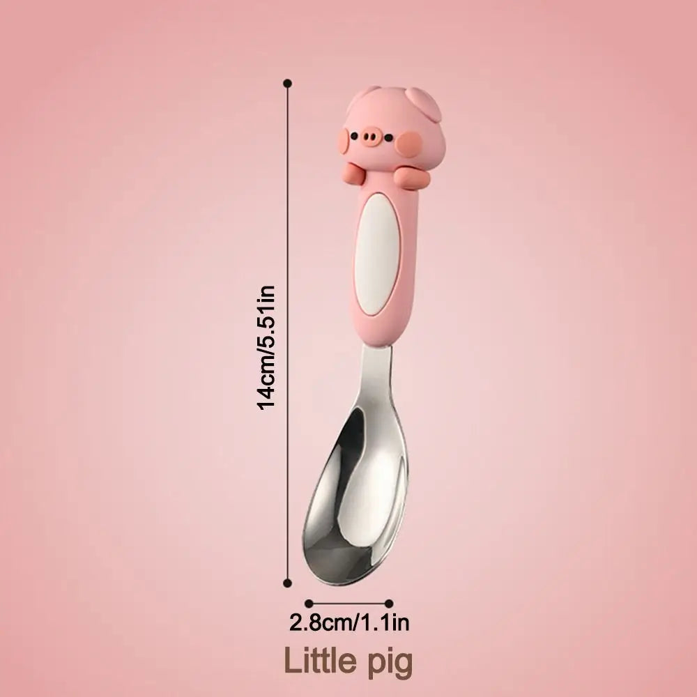 A pig design kawaii spoon against a pink background