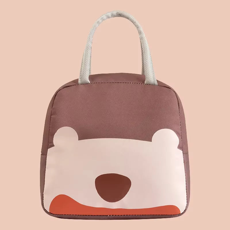 Children's kawaii bag with bear face design on a beige background