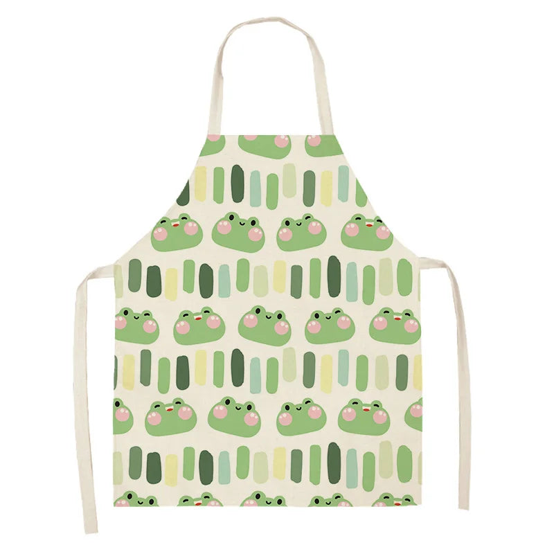 Kawaii apron with frog pattern on a white background