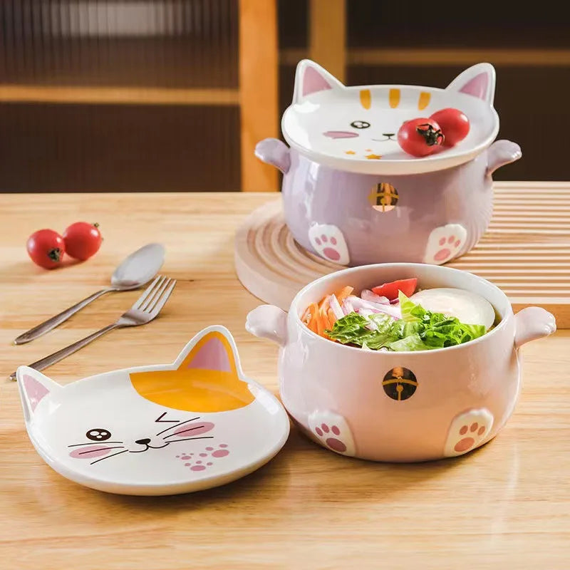 A group of kawaii ramen bowls sitting on a table