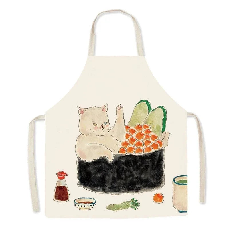 Kawaii apron with a cat design on a white background