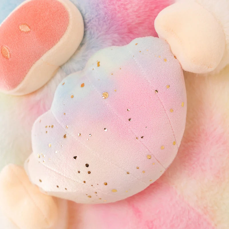 Close up of a glittery kawaii plush pig shell