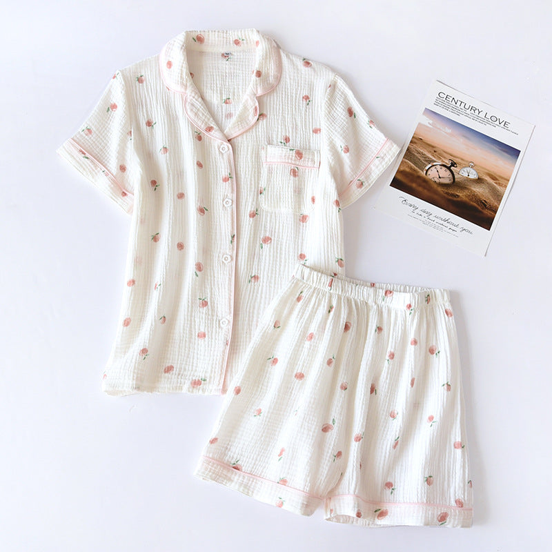 White outfit with pink kawaii floral pattern on a white background