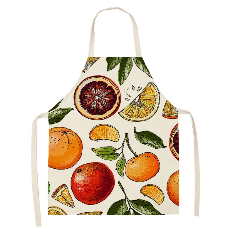 Kawaii apron with fruit pattern on a white background