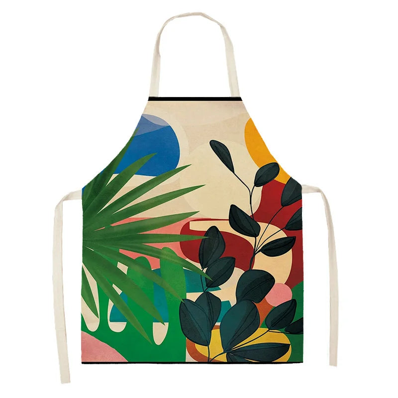 Colorful kawaii apron with leaf pattern on a white background