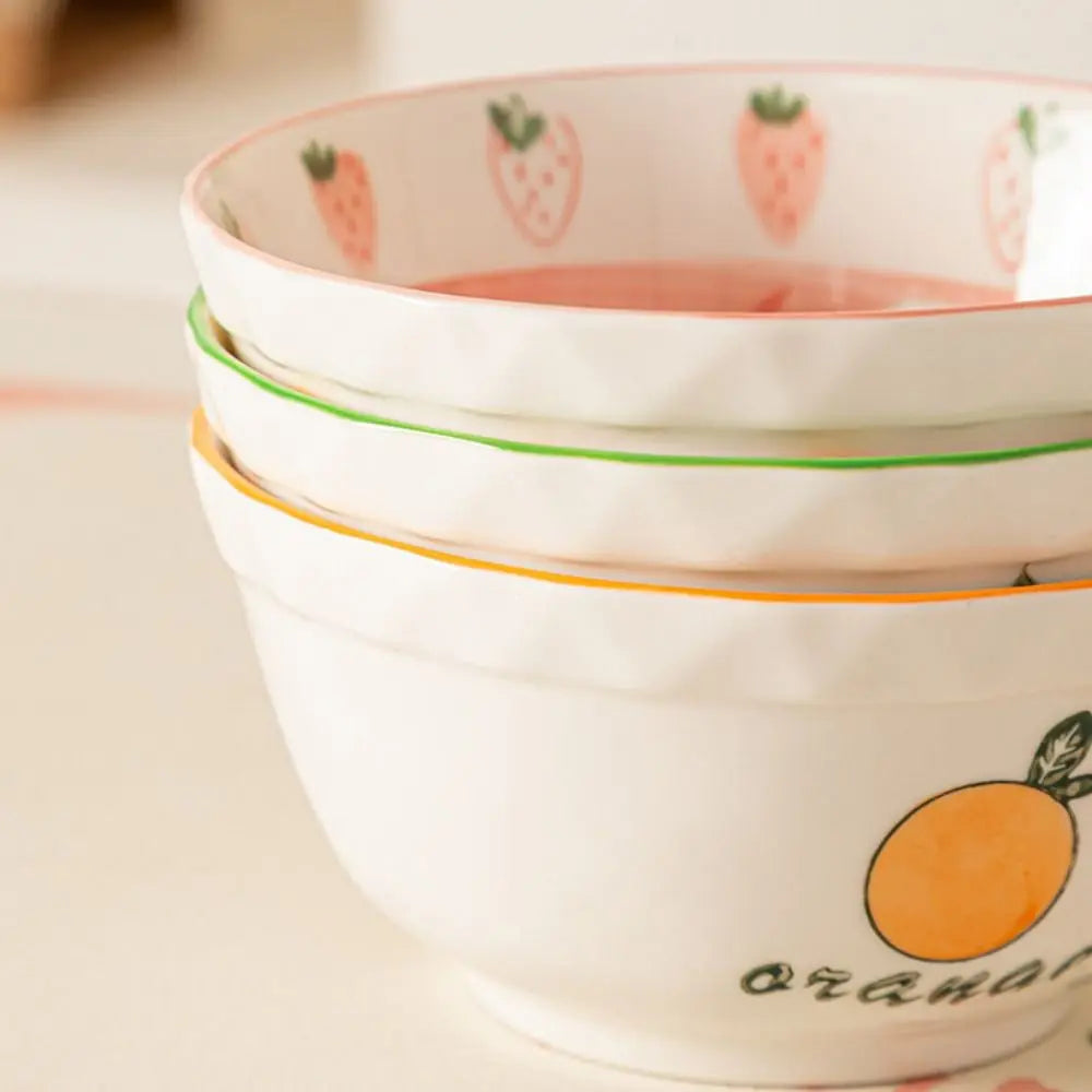 Close up of a set of kawaii ramen bowls