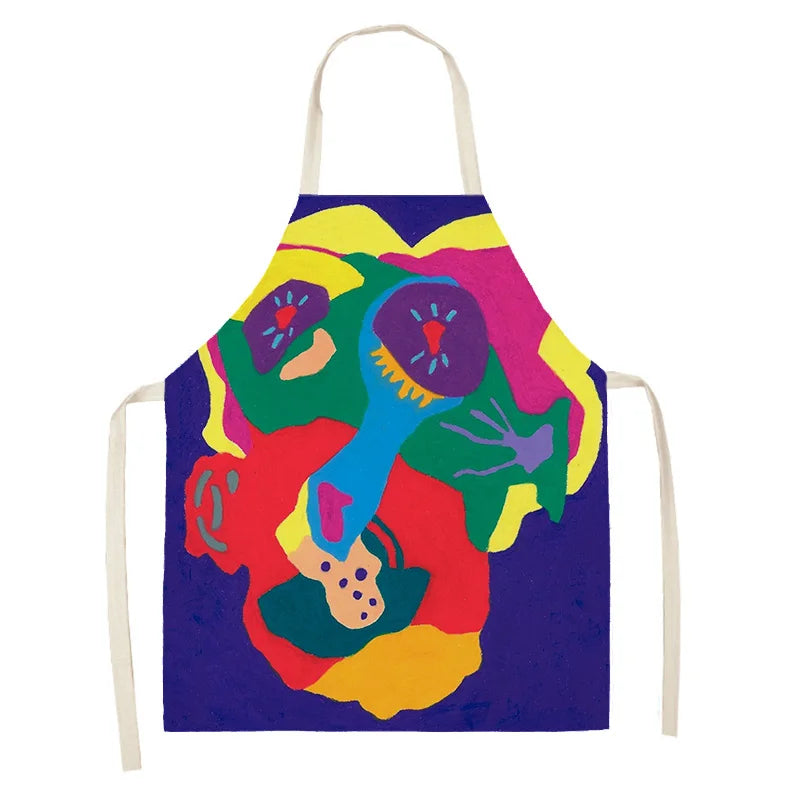 Colorful kawaii apron with abstract design on a white background