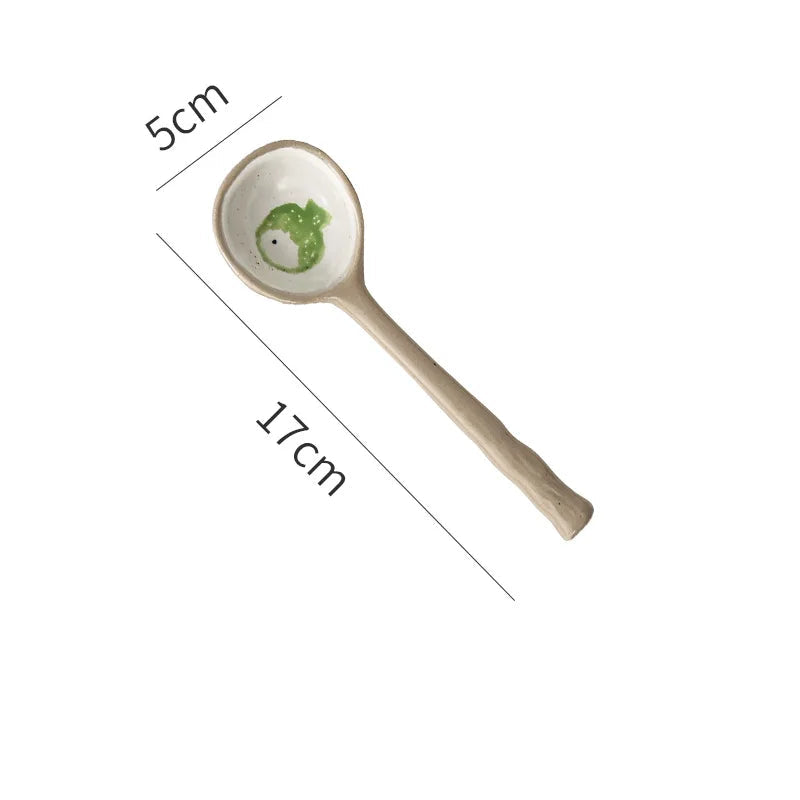 A fish designed kawaii spoon on a white background