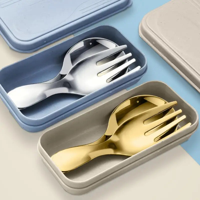 Gold and silver kawaii utensils on a table