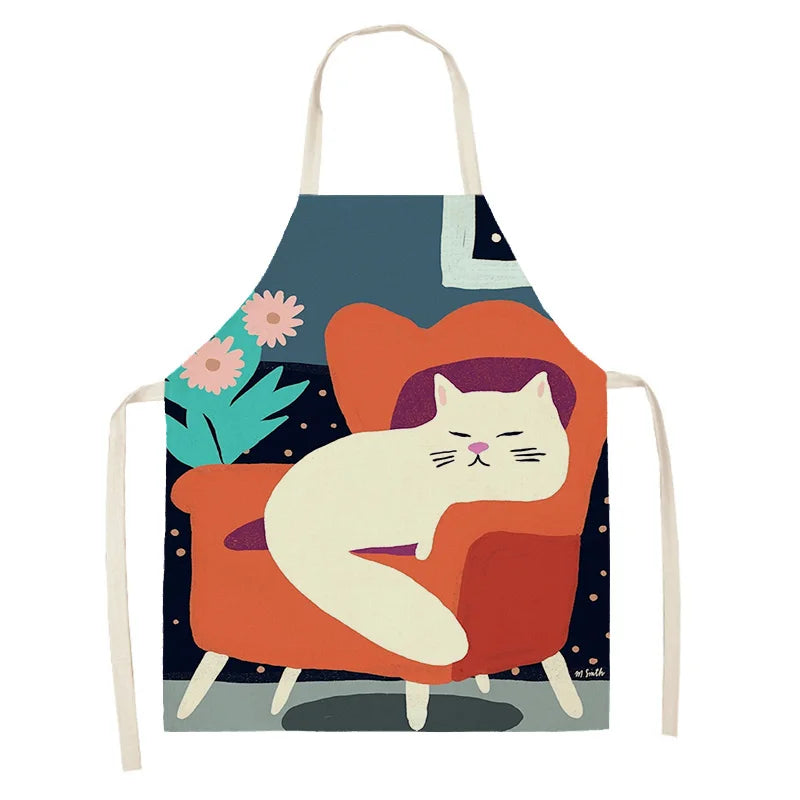 Kawaii apron with a cat design on a white background