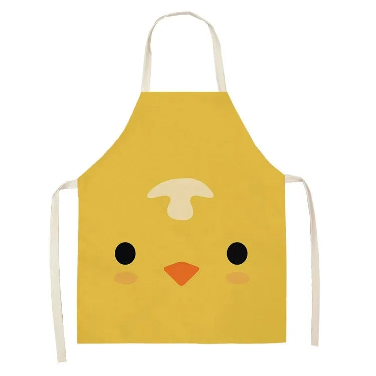 Yellow kawaii apron with a chick design on a white background