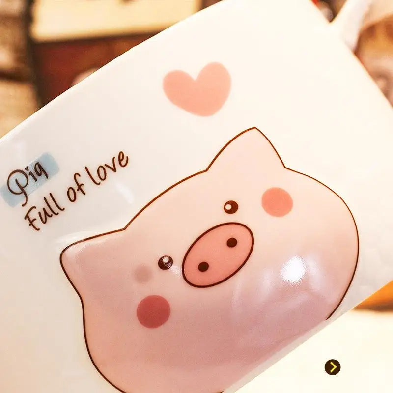 Close up of a pig themed kawaii ramen bowl