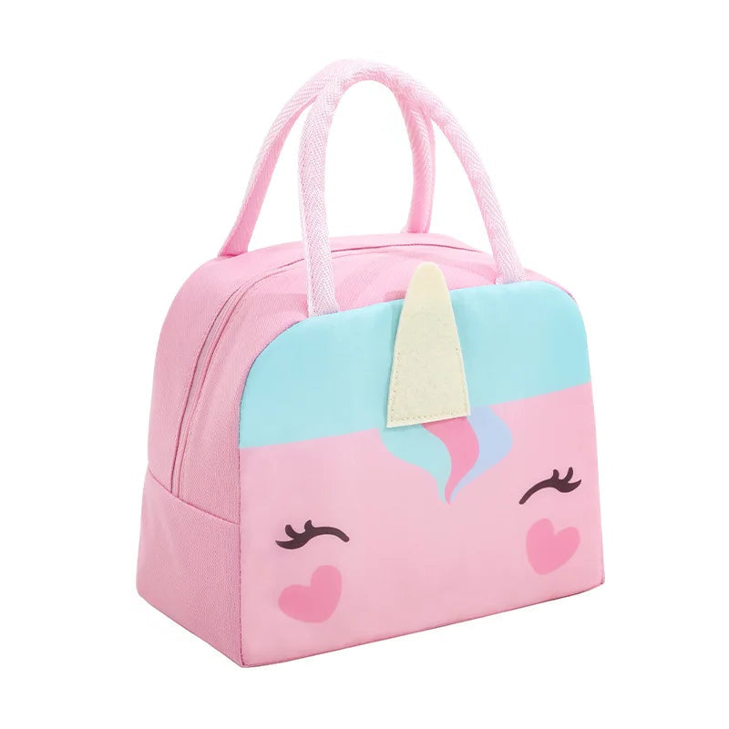 Pink unicorn-shaped kawaii bag with a handle on a white background