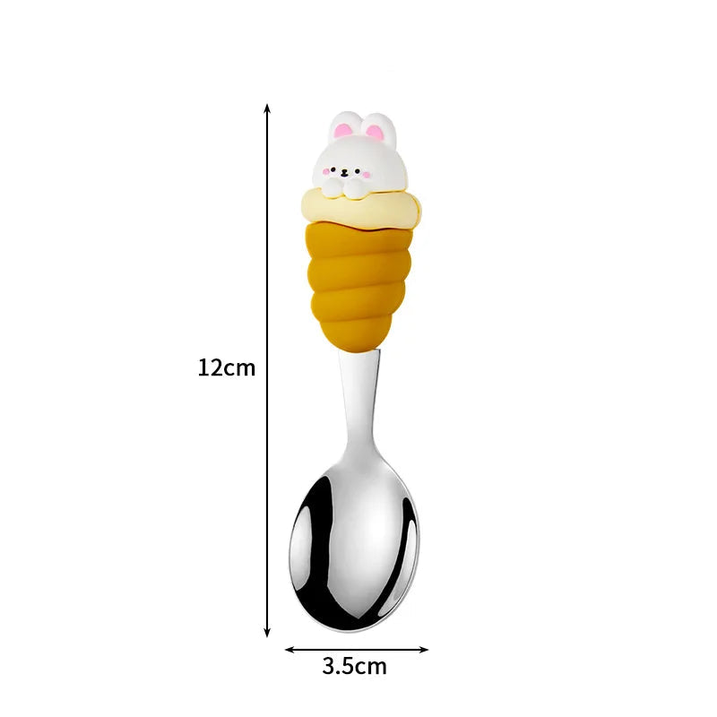 Kawaii spoon with cartoon character handle on a white background