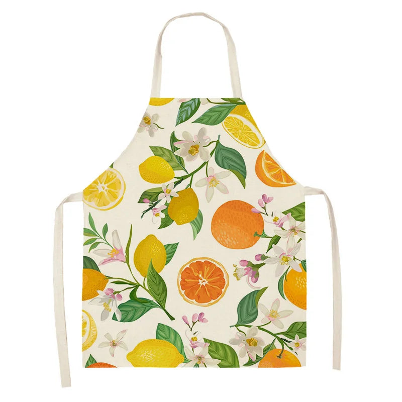Kawaii apron with lemon and orange pattern on a white background