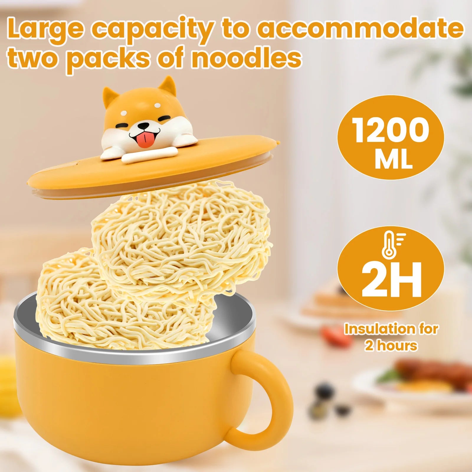 A dog themed kawaii ramen bowl with info