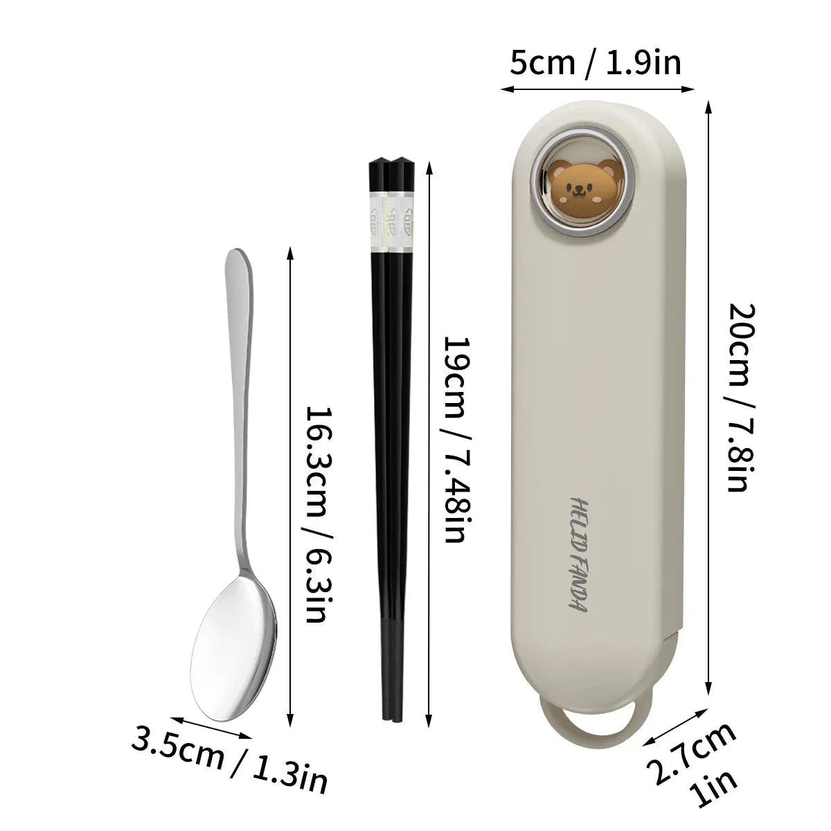 Bear shaped white kawaii utensils on a white background