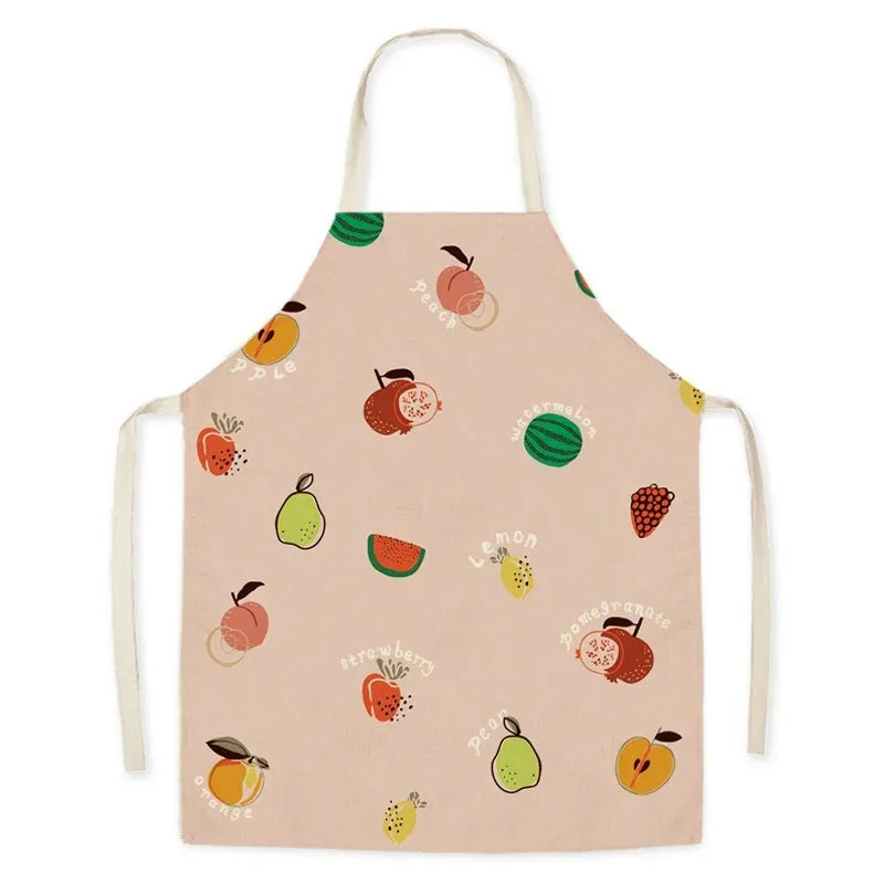 Children's Kawaii apron with fruit pattern on a beige background