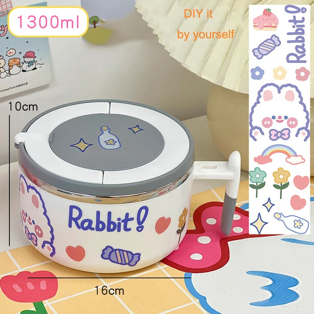 A white kawaii ramen bowl