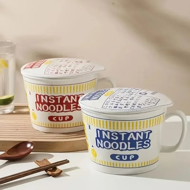 Two instant noodles kawaii ramen bowl sitting on the table