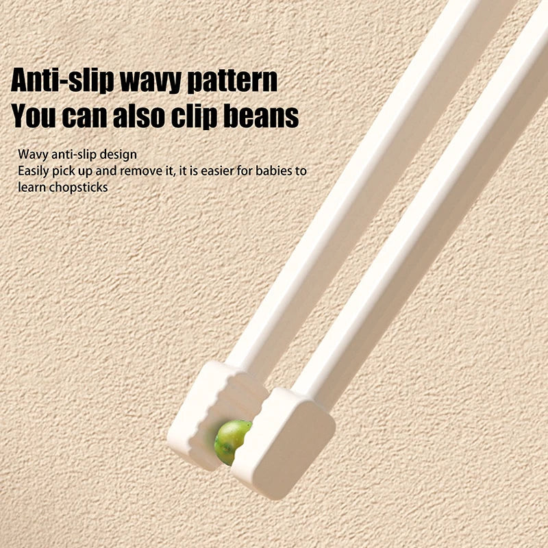 White kawaii chopstick holder with wavy anti-slip pattern on a beige background