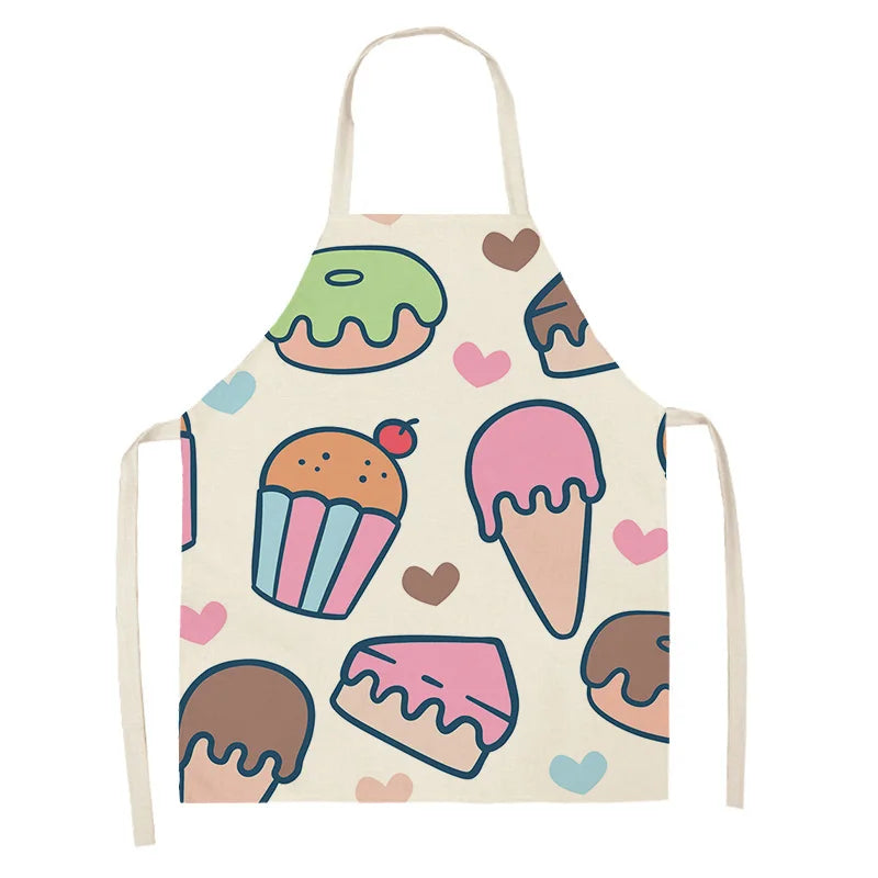Children's kawaii apron with colorful dessert pattern on a white background