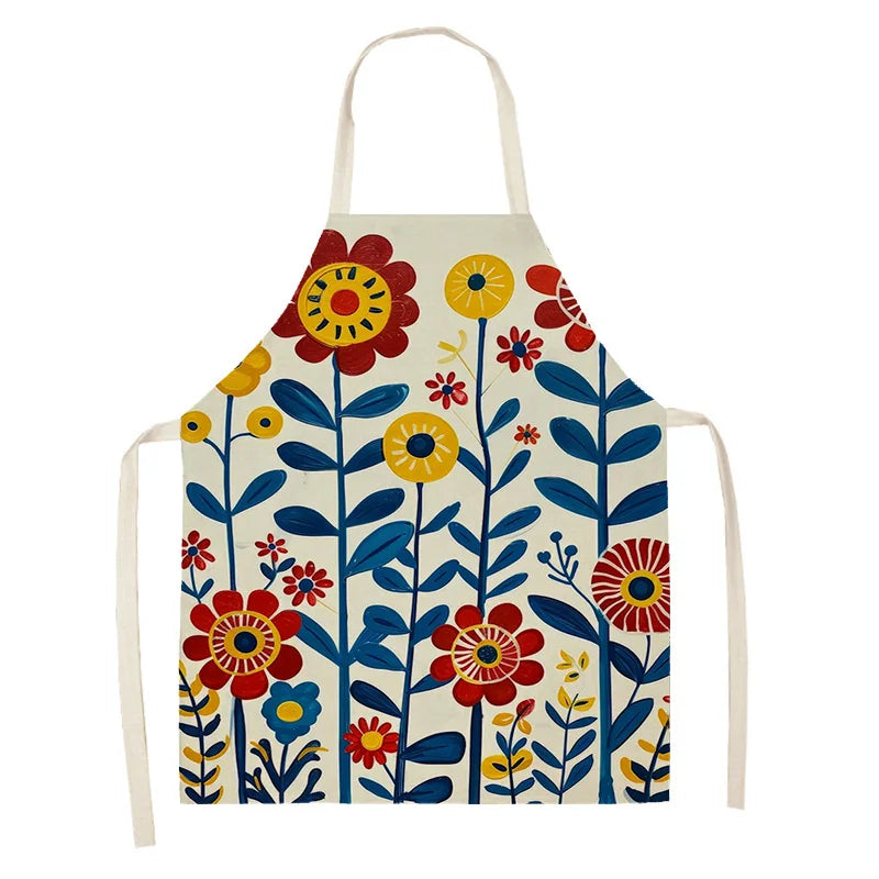 Colorful floral kawaii apron on a white background
