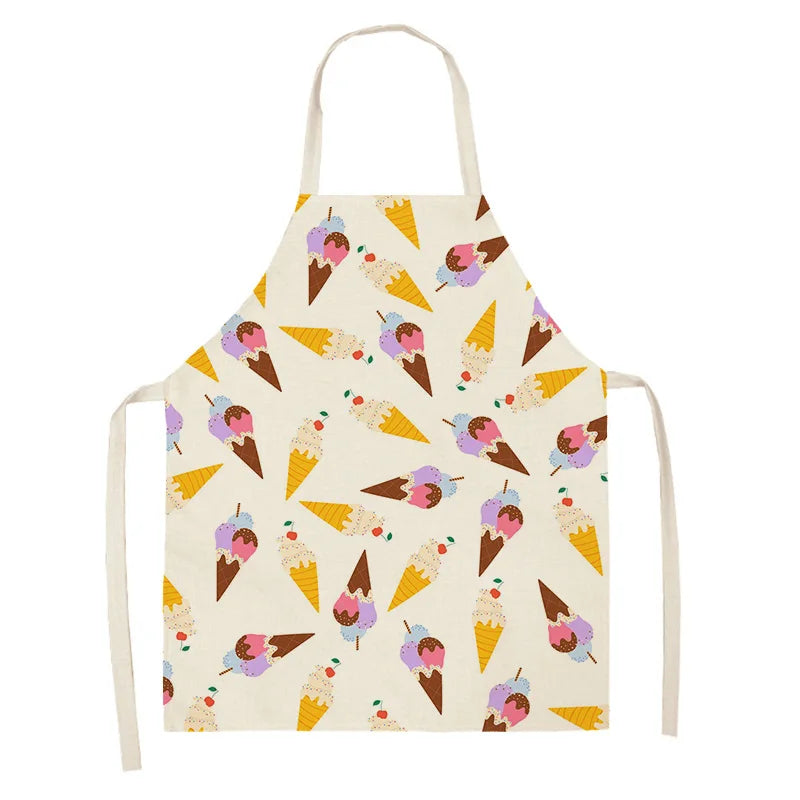 Children's kawaii apron with ice cream cone pattern on a white background