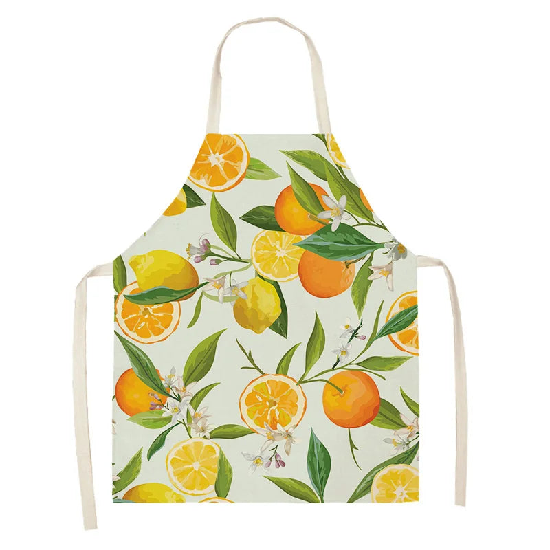 Kawaii apron with lemon and orange pattern on a white background
