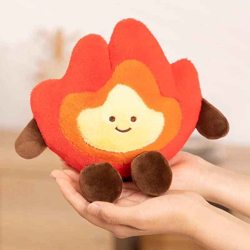 Flower-shaped kawaii plush toy held in a hand with a plain background