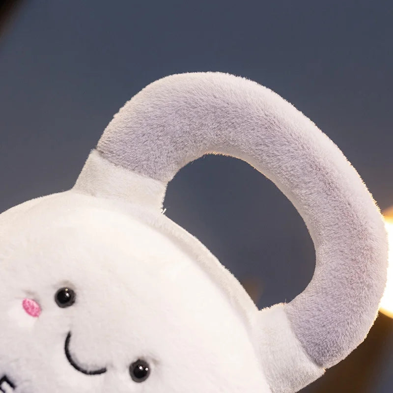 Close-up of a kawaii plush toy with a dark background