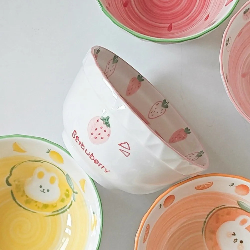 A strawberry designed kawaii ramen bowl