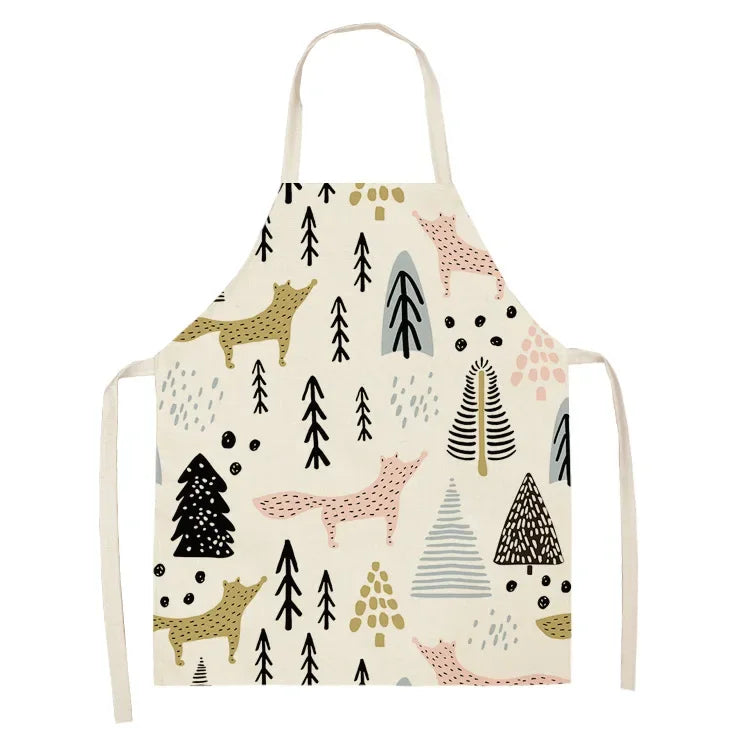 Children's kawaii apron with forest animal pattern on a white background