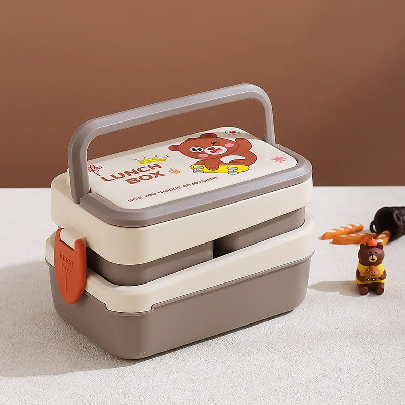 Kawaii lunch box with bear design on a white surface