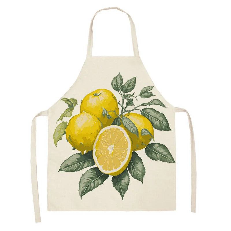 Kawaii apron with lemon design on a white background