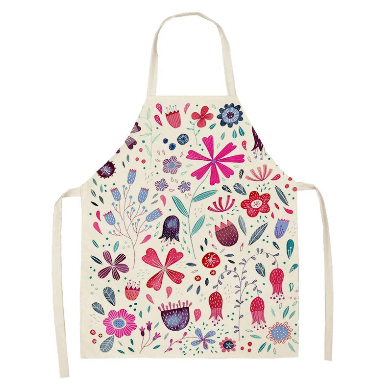 Colorful floral kawaii apron on a white background