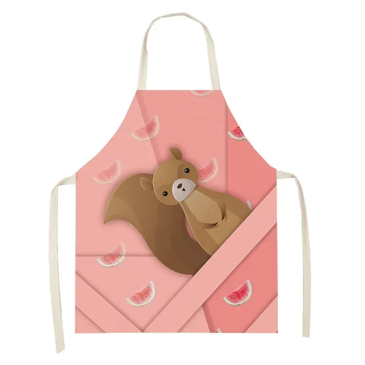 Children's kawaii apron with a cartoon bat design on a pink background