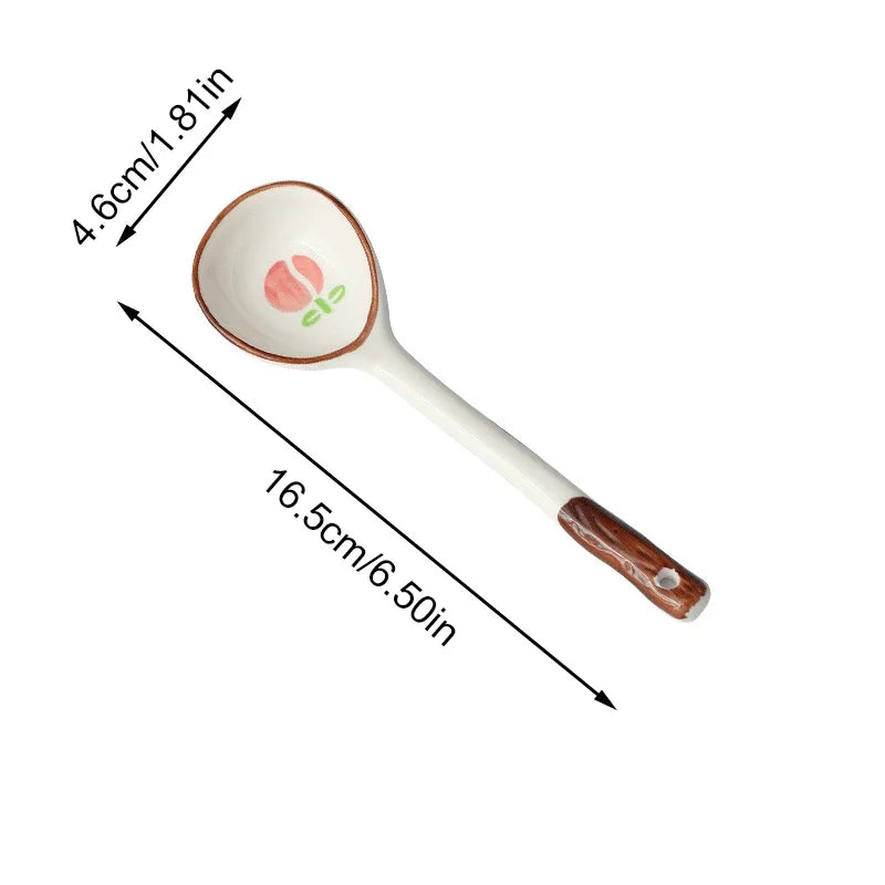 A brown and white kawaii spoon on a white background
