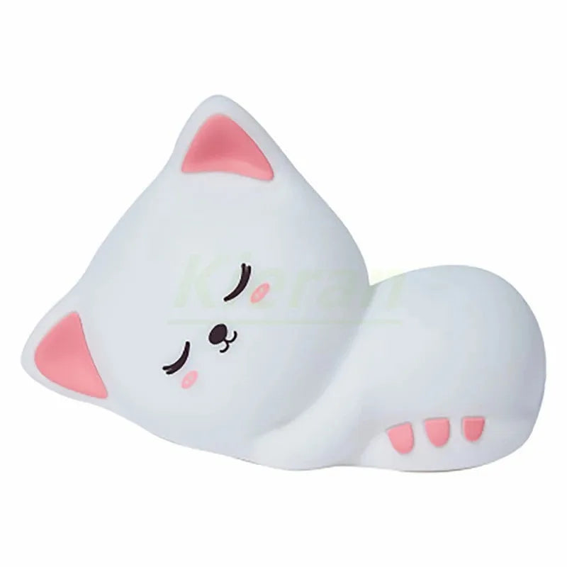 Cute kawaii cartoon cat-shaped squishy toy with pink accents on a white background