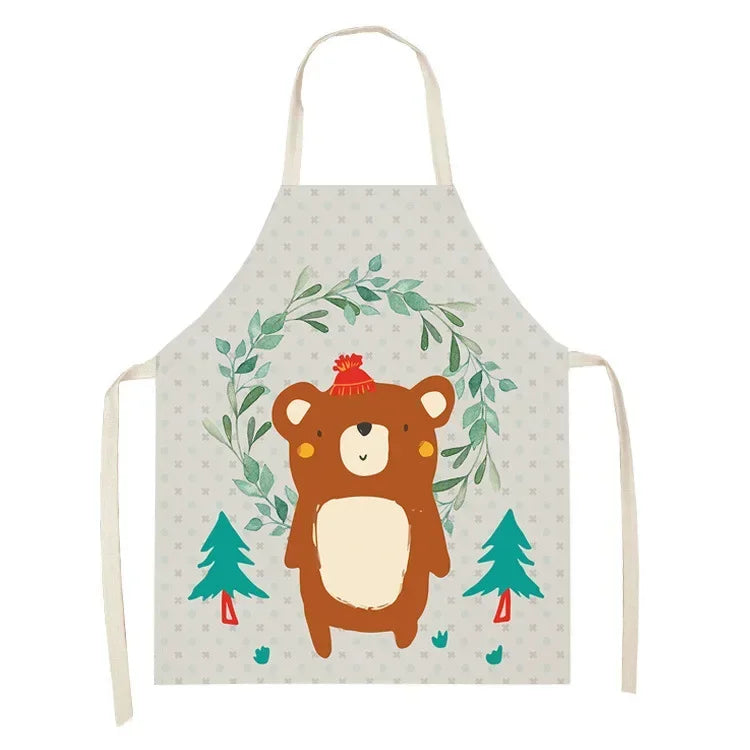 Children's kawaii apron with a bear design on a white background
