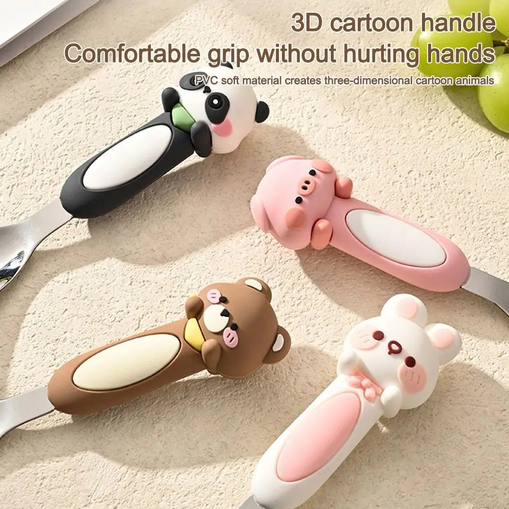 A group of four animal designed kawaii spoons